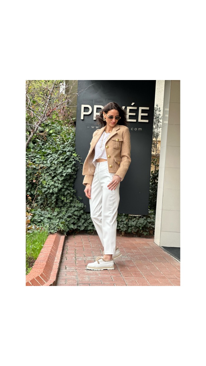 Majestic Beyaz Deri Pantolon