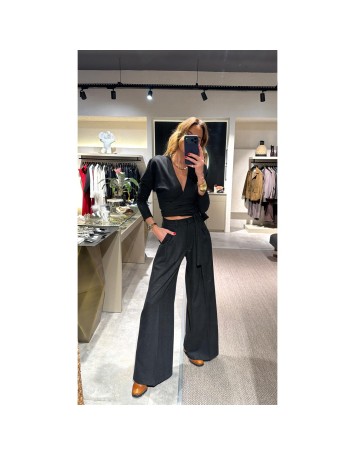 Lovesol Yumuşak Dokulu Kruvaze Antrasit Bluz