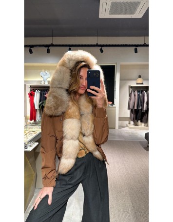 REAL FUR FOX MONT KAHVE