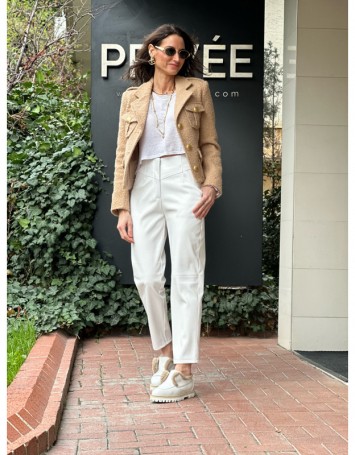 Majestic Beyaz Deri Pantolon Majestic Beyaz Deri Pantolon