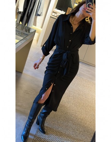 Siyah Drapeli Elbise 