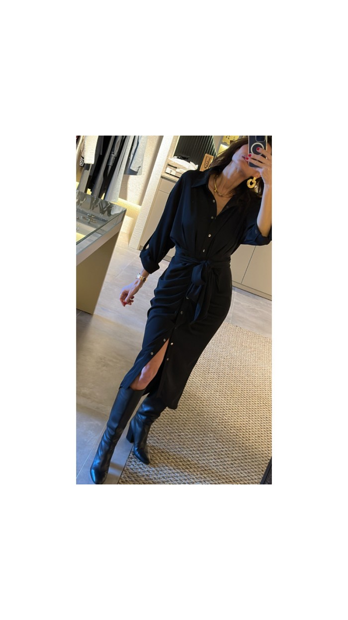 Siyah Drapeli Elbise 