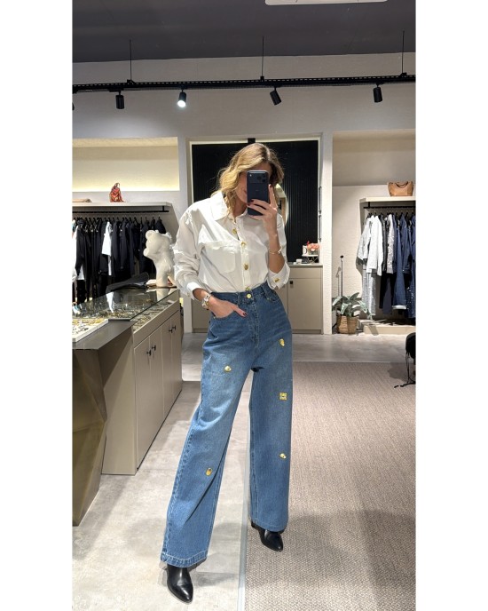 Gold Detaylı Oversize Gömlek