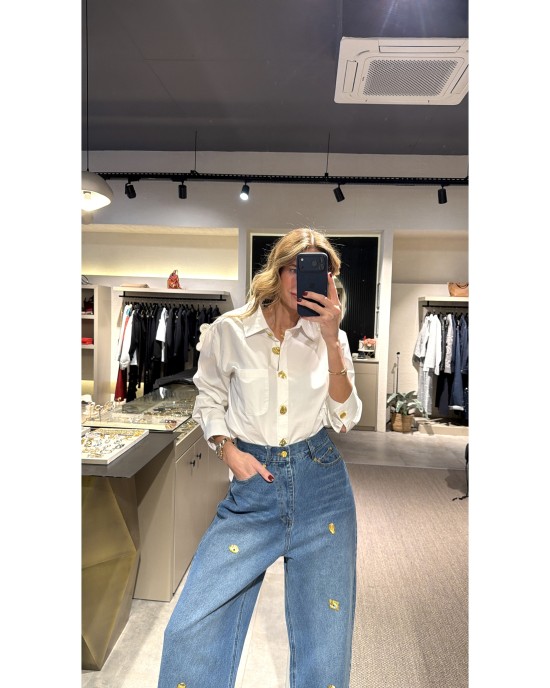 Gold Detaylı Oversize Gömlek