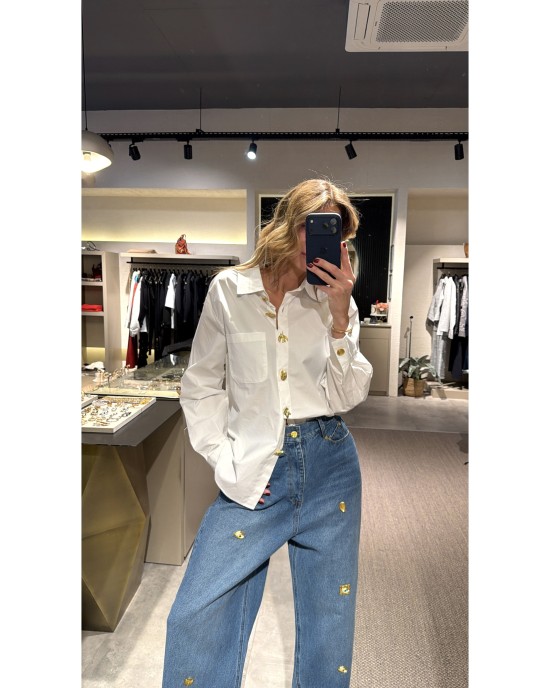 Gold Detaylı Oversize Gömlek