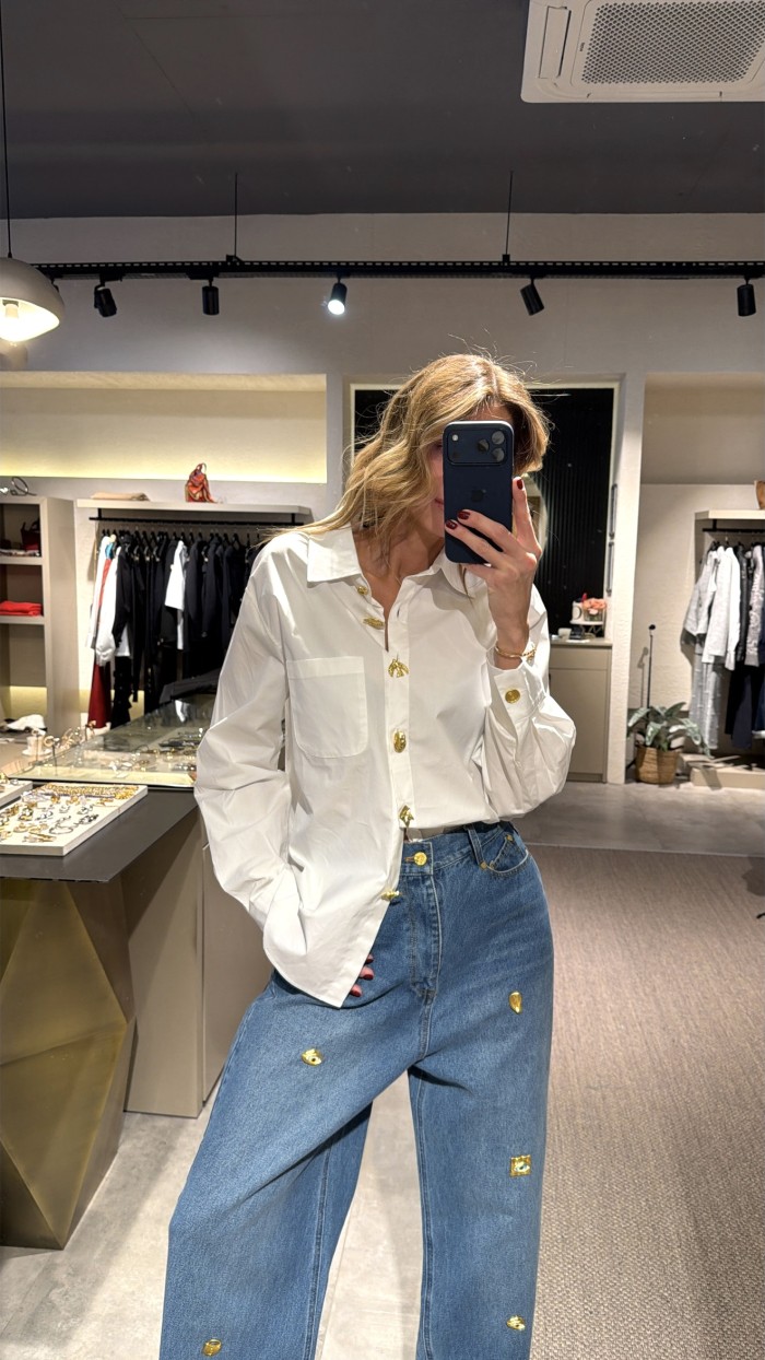 Gold Detaylı Oversize Gömlek 