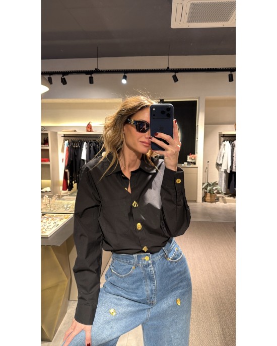 Gold Detaylı Oversize Gömlek