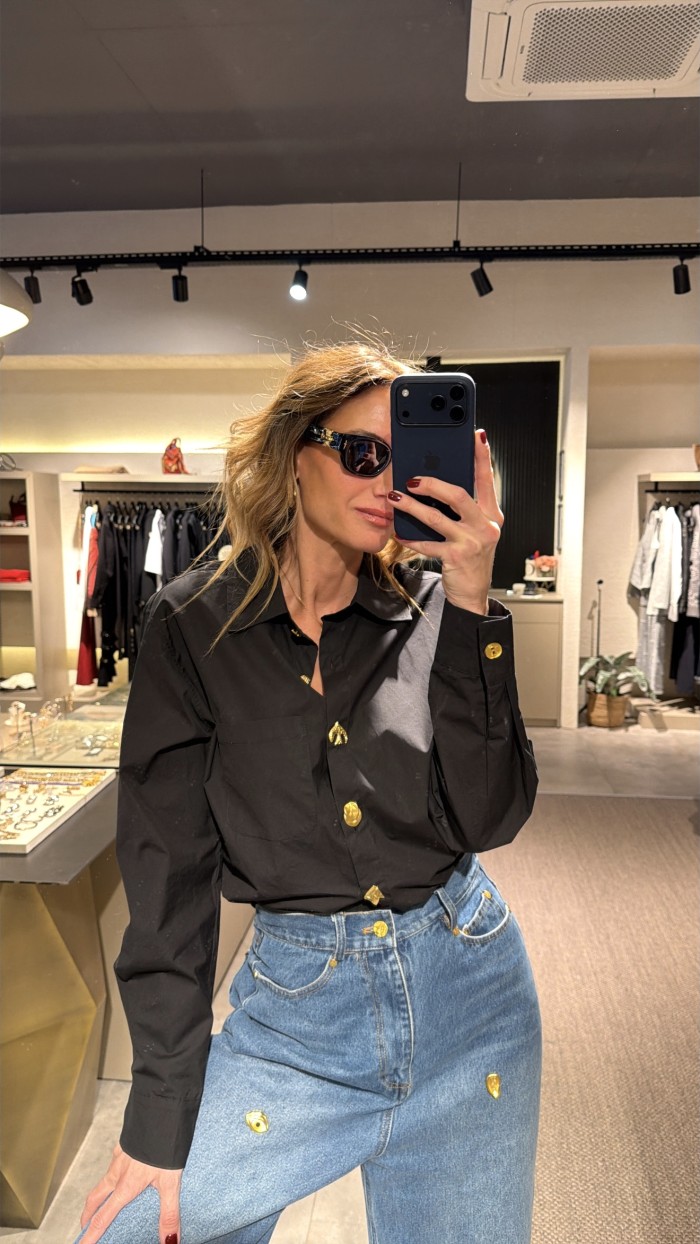 Gold Detaylı Oversize Gömlek