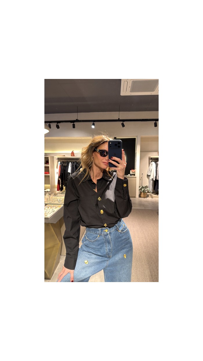 Gold Detaylı Oversize Gömlek