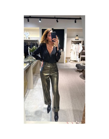 Lovesol Yılan Derisi Baskılı Gold Pantolon