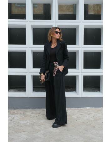 Lovesol Siyah Kaşe Pileli Pantolon