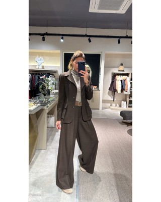 Lovesol Kahverengi Kaşe Pileli Pantolon