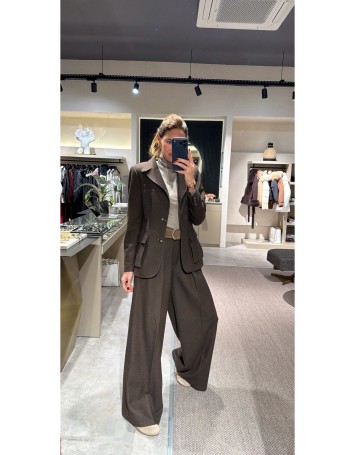 Lovesol Kahverengi Kaşe Pileli Pantolon