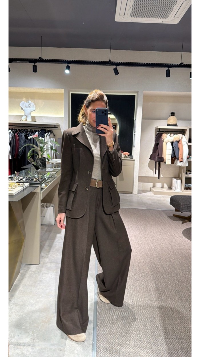 Lovesol Kahverengi Kaşe Pileli Pantolon