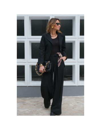 Lovesol Siyah Kaşe Pileli Pantolon