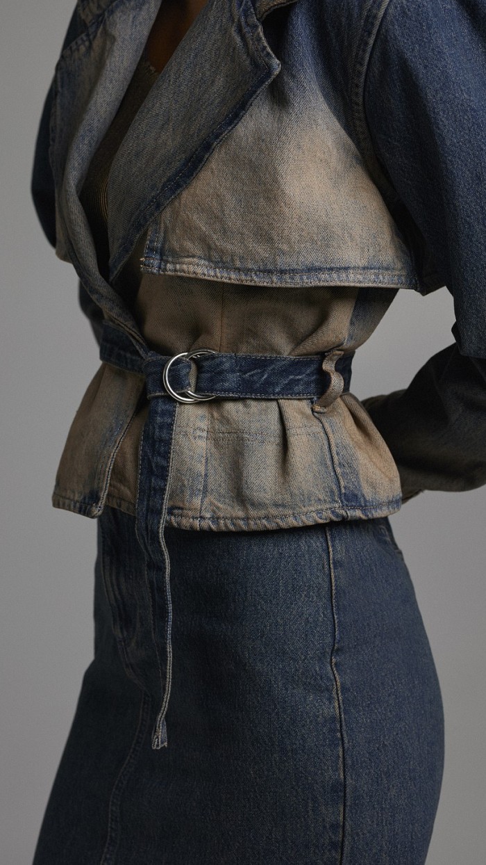 Denim jacket with belt