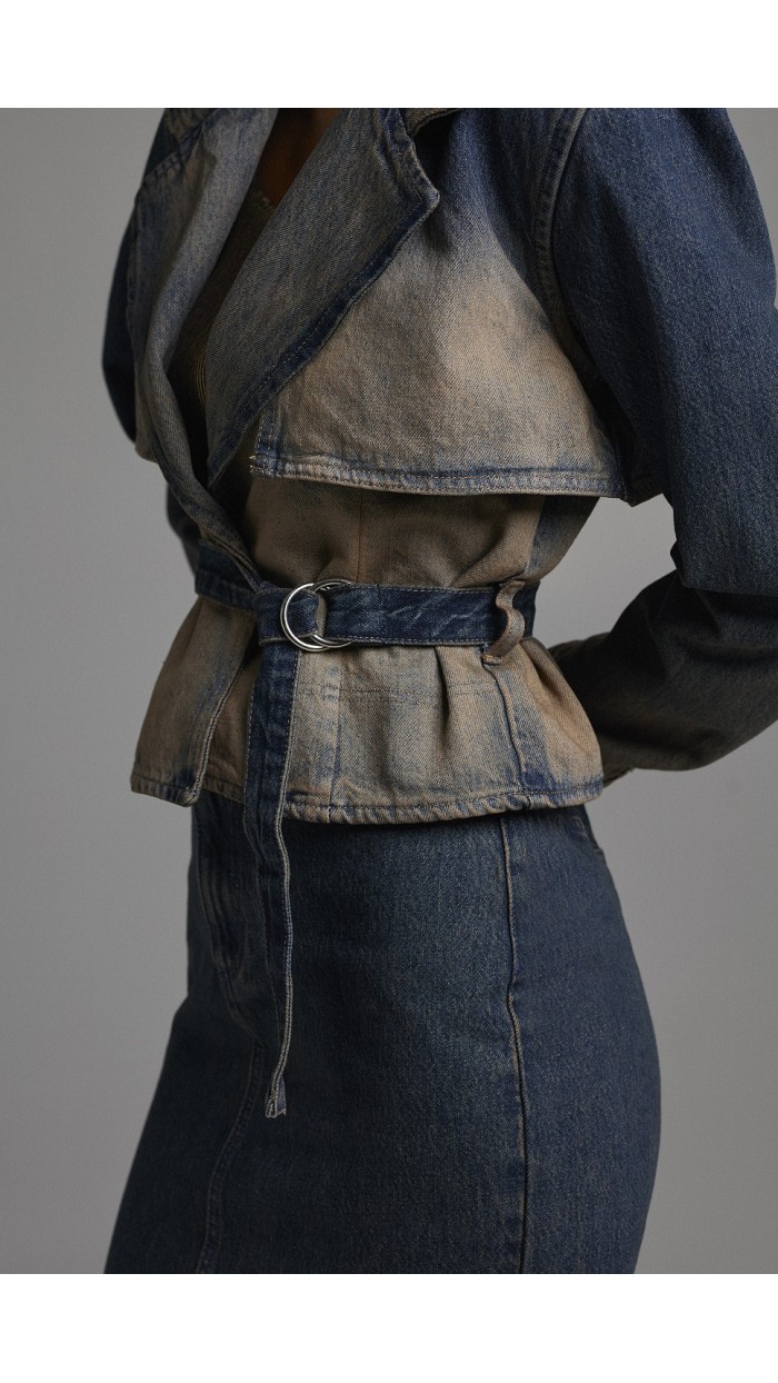 Denim jacket with belt