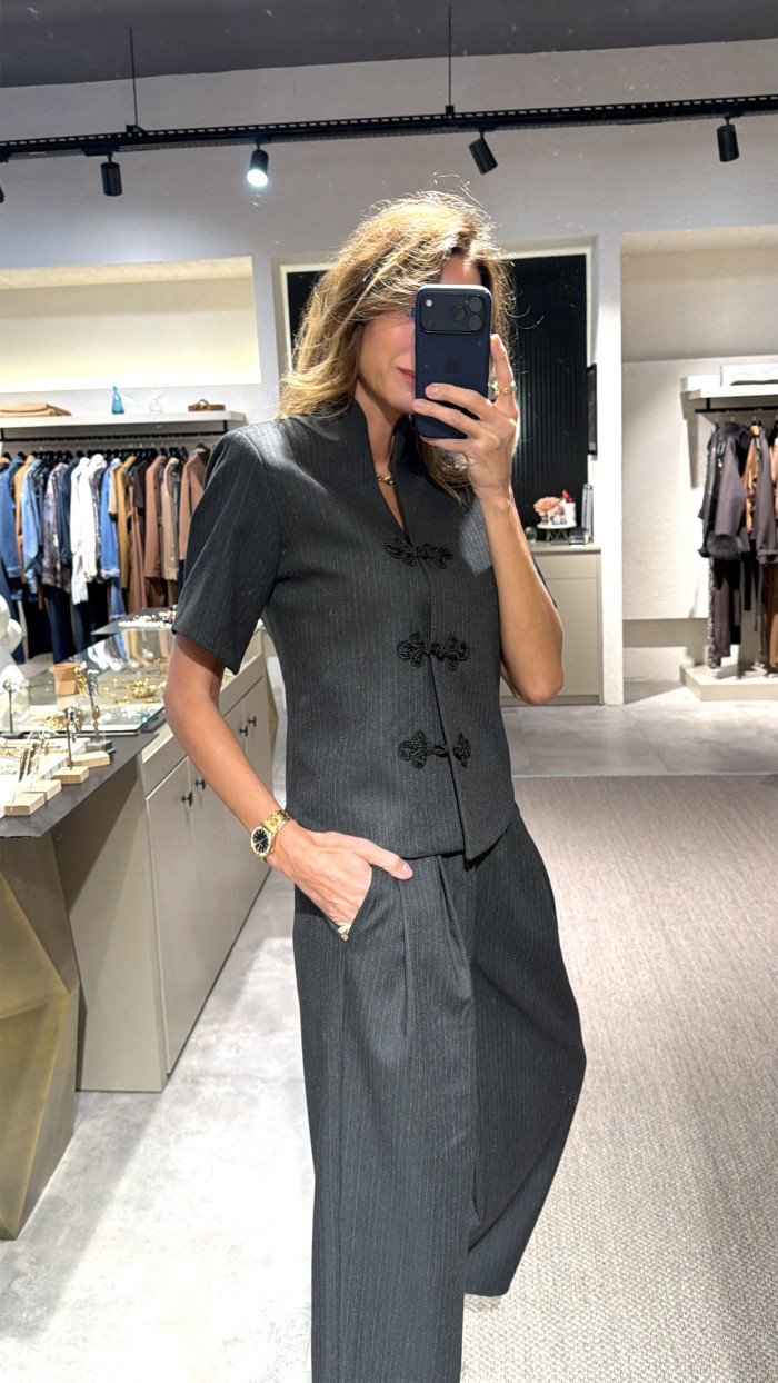 Antrasit Çizgili Takım