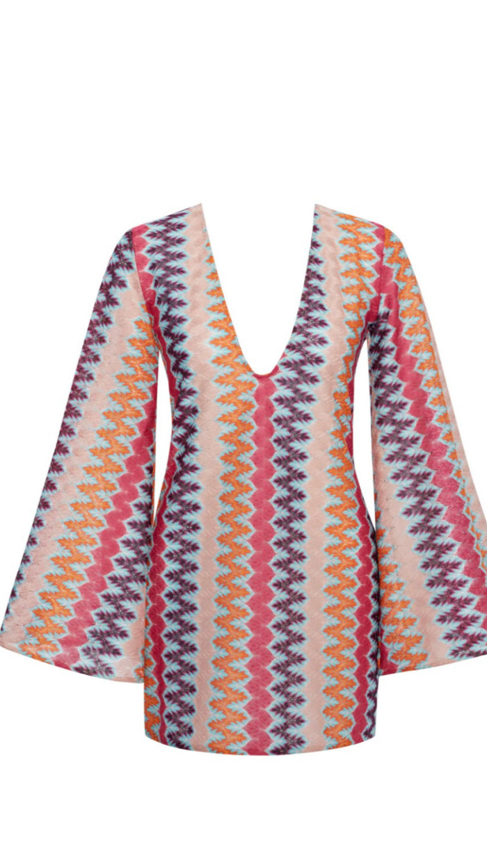 June Örgü Mini Plaj Elbisesi Innuendo Zigzag Knit