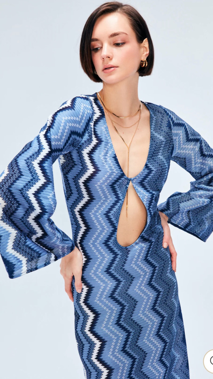 Lucia Maxi Elbise Blue Jasper Zigzag Knit Lucia Maxi Elbise Blue Jasper Zigzag Knit