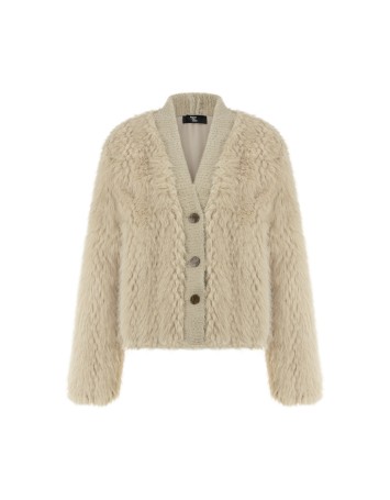 Rosene Bej Kürk Ceket Hırka