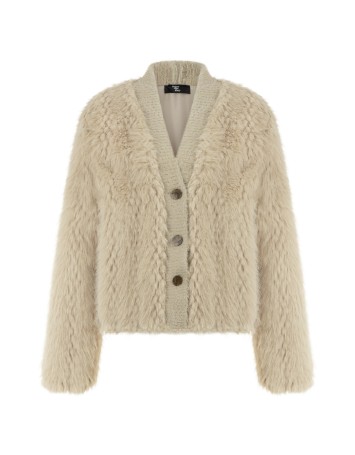 Rosene Bej Kürk Ceket Hırka