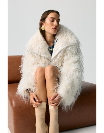 Cleo Ekru Kürk Mont