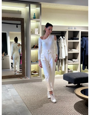 Beyaz Kadife Pantolon