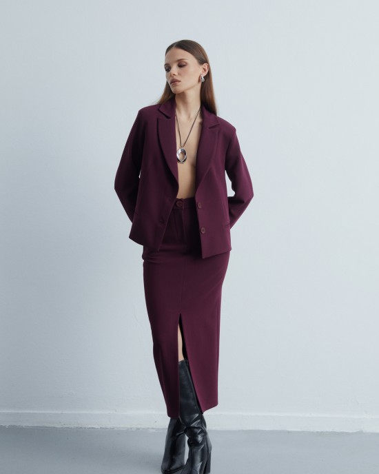 The Classic Bordo Kısa Blazer Ceket