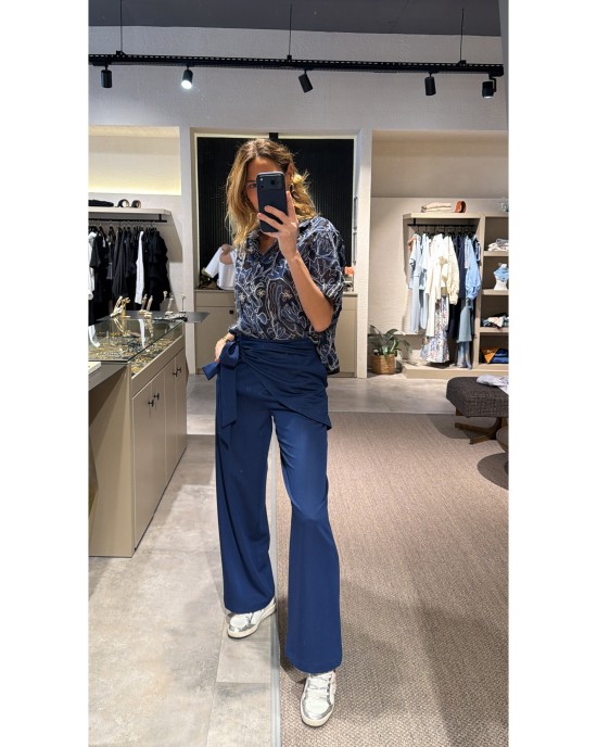 Lacivert Transparan Gömlek