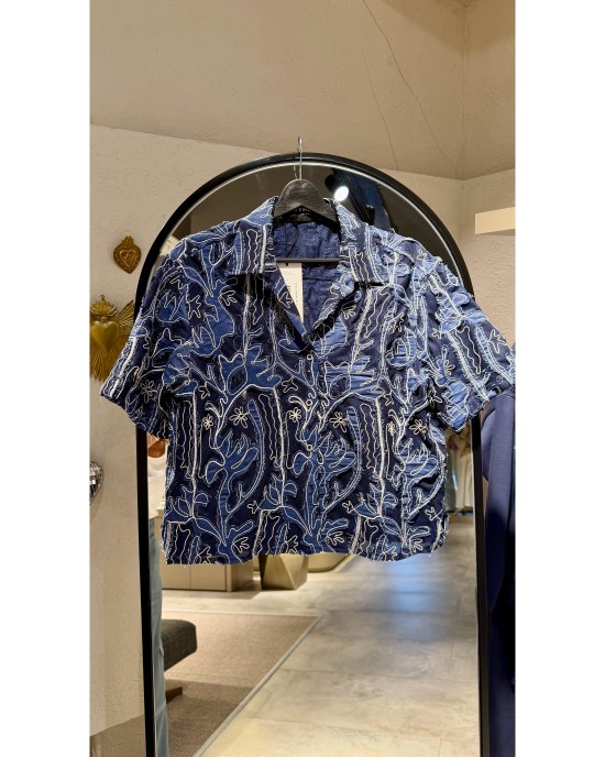 Lacivert Transparan Gömlek