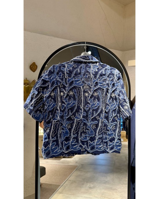 Lacivert Transparan Gömlek