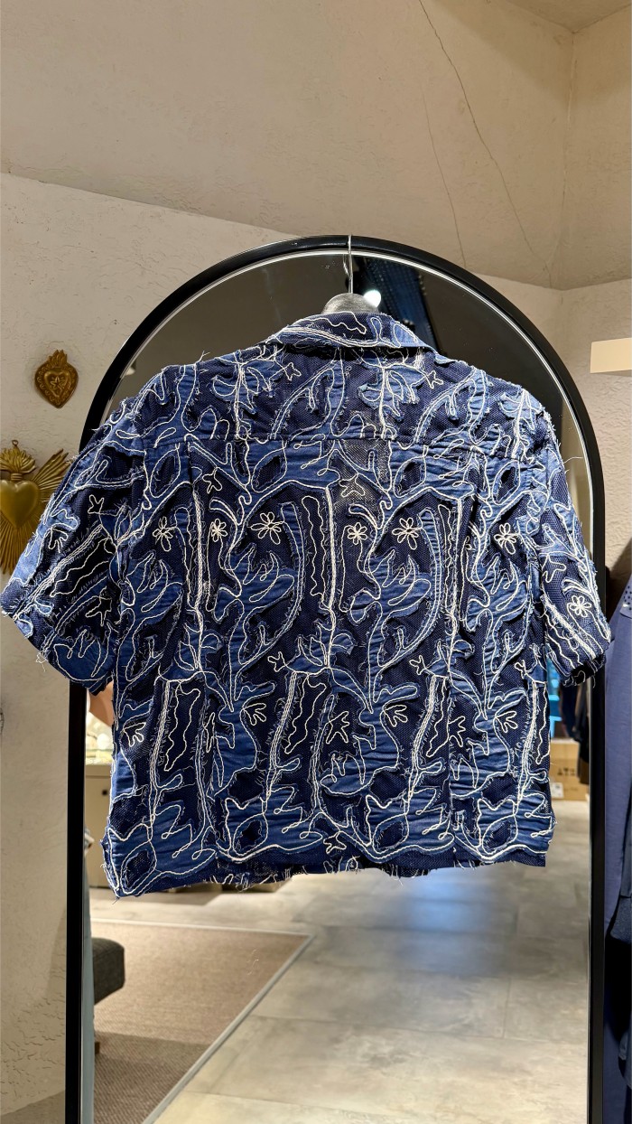 Lacivert Transparan Gömlek