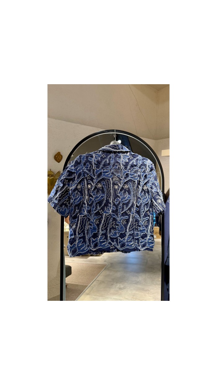 Lacivert Transparan Gömlek