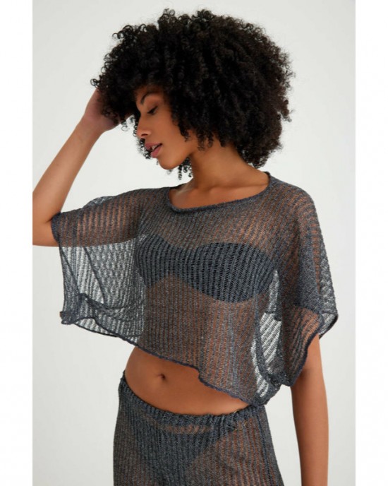 Antrasit File Crop Top