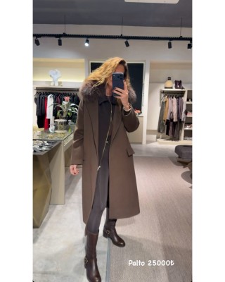 Kürk Detaylı Kahverengi Palto