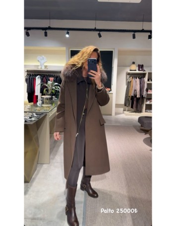 Kürk Detaylı Kahverengi Palto