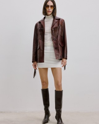 Püsküllü Deri Blazer Ceket