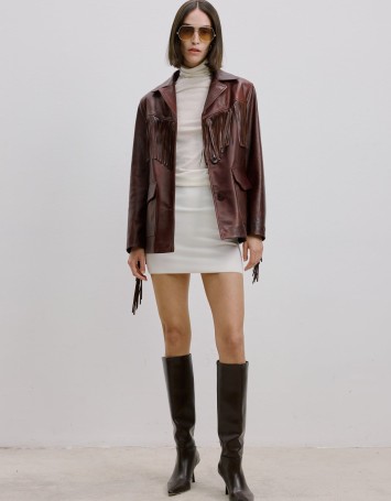 Püsküllü Deri Blazer Ceket