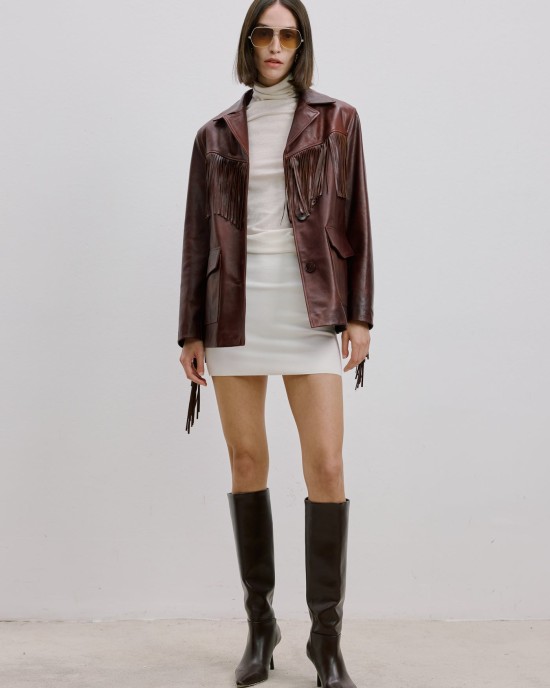 Püsküllü Deri Blazer Ceket Püsküllü Deri Blazer Ceket