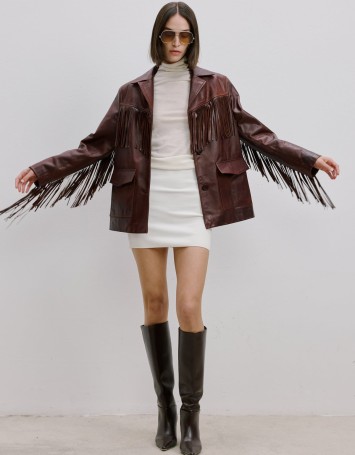 Püsküllü Deri Blazer Ceket