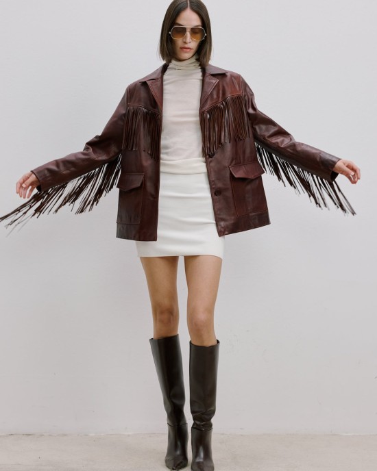 Püsküllü Deri Blazer Ceket Püsküllü Deri Blazer Ceket