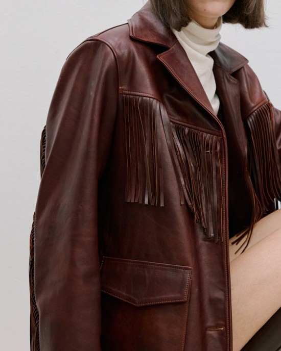 Püsküllü Deri Blazer Ceket Püsküllü Deri Blazer Ceket