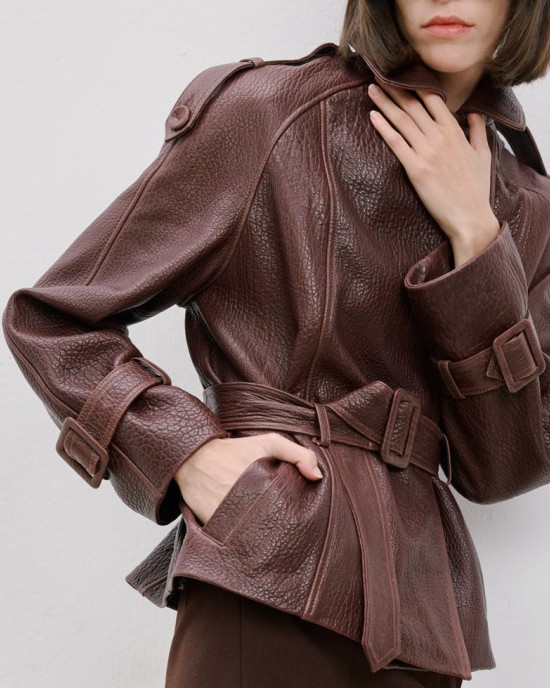 Kemerli Deri Ceket Kemerli Deri Ceket