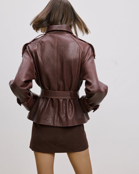 Kemerli Deri Ceket Kemerli Deri Ceket