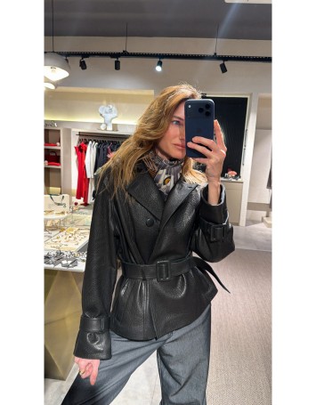 Kemerli Deri Ceket 