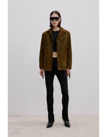 Püsküllü Khaki Süet Blazer