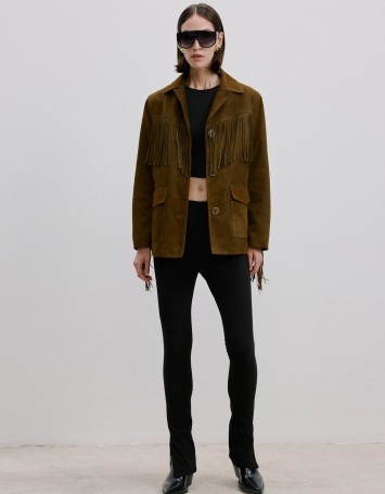 Püsküllü Khaki Süet Blazer