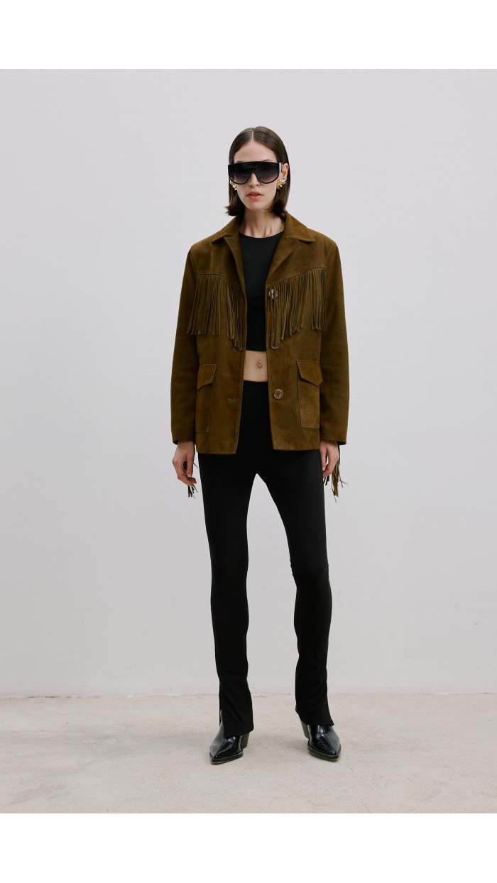 Püsküllü Khaki Süet Blazer