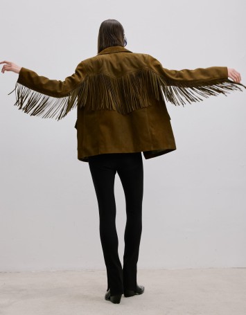 Püsküllü Khaki Süet Blazer